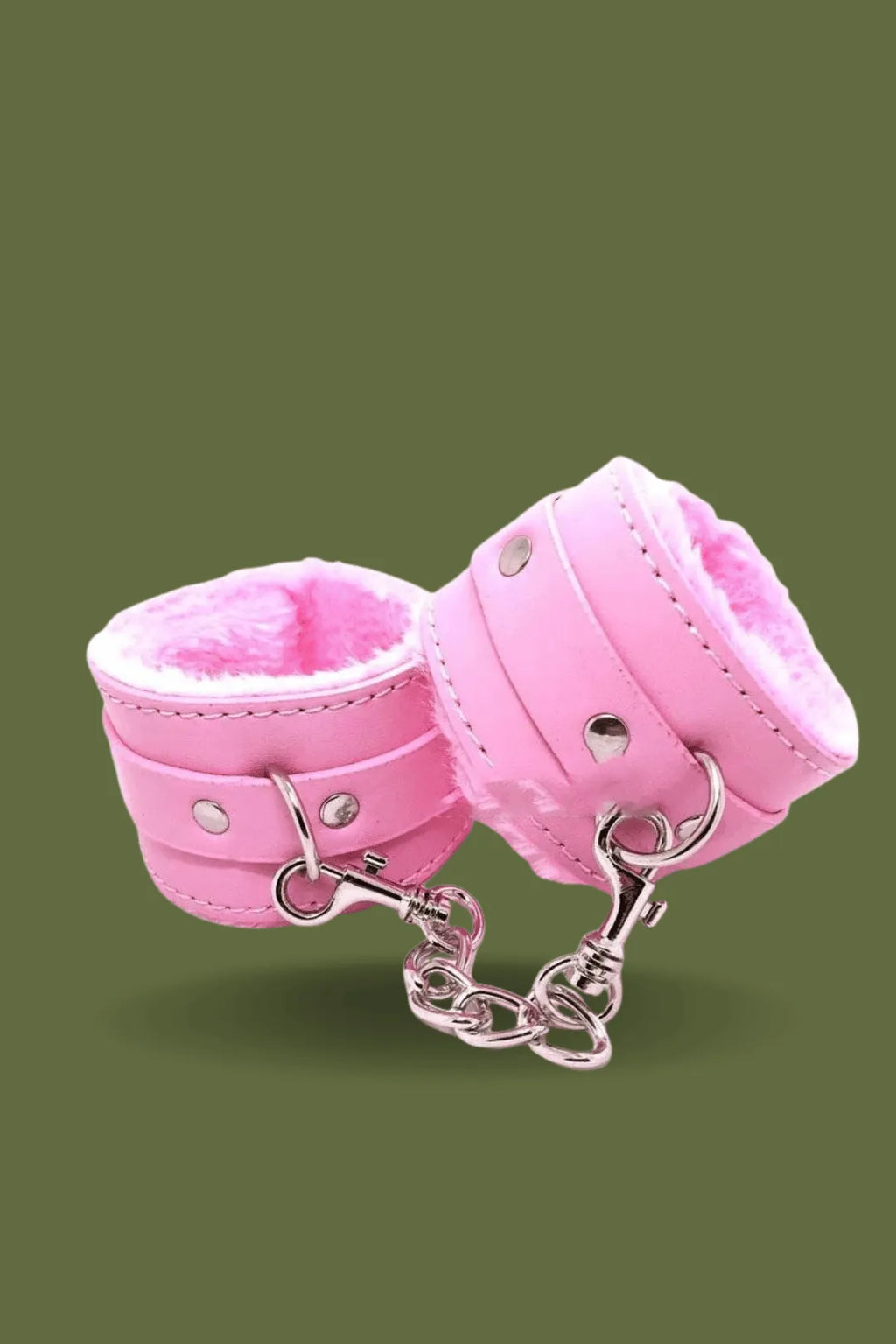 Pink-leather-handcuffs-with-chain-quality-product-tflo